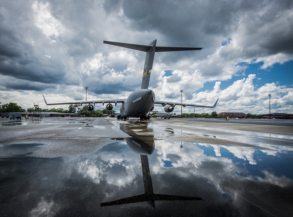 A C-17 Globemaster III reflection