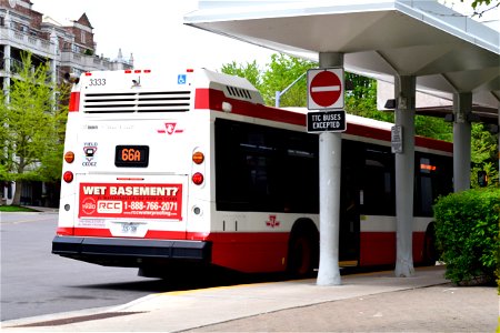 TTC Nova LFS 3333. 66A Idle at Old Mill.