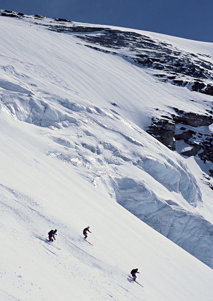 Extreme skier in fresh powder snow