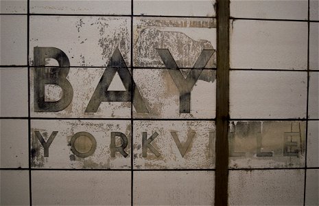 TTC Bay Lower "BAY YORKVILLE" Wall text. photo