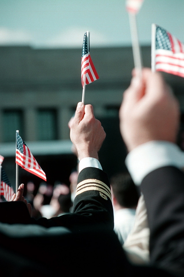waved small American flags