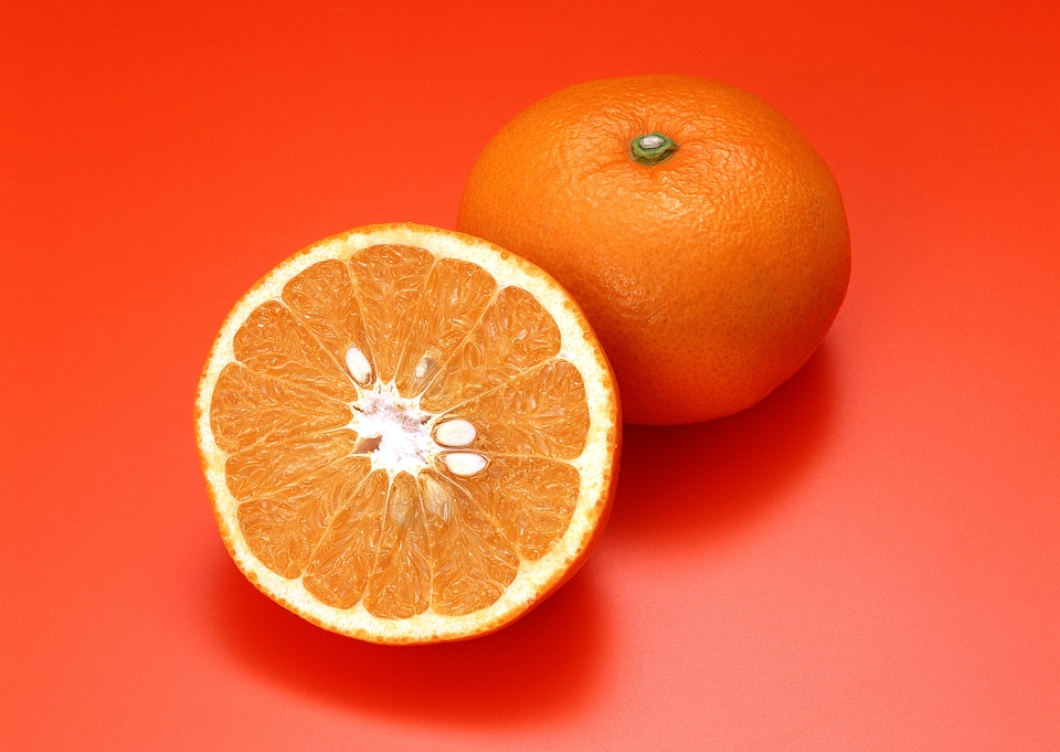Juicy orange with slice