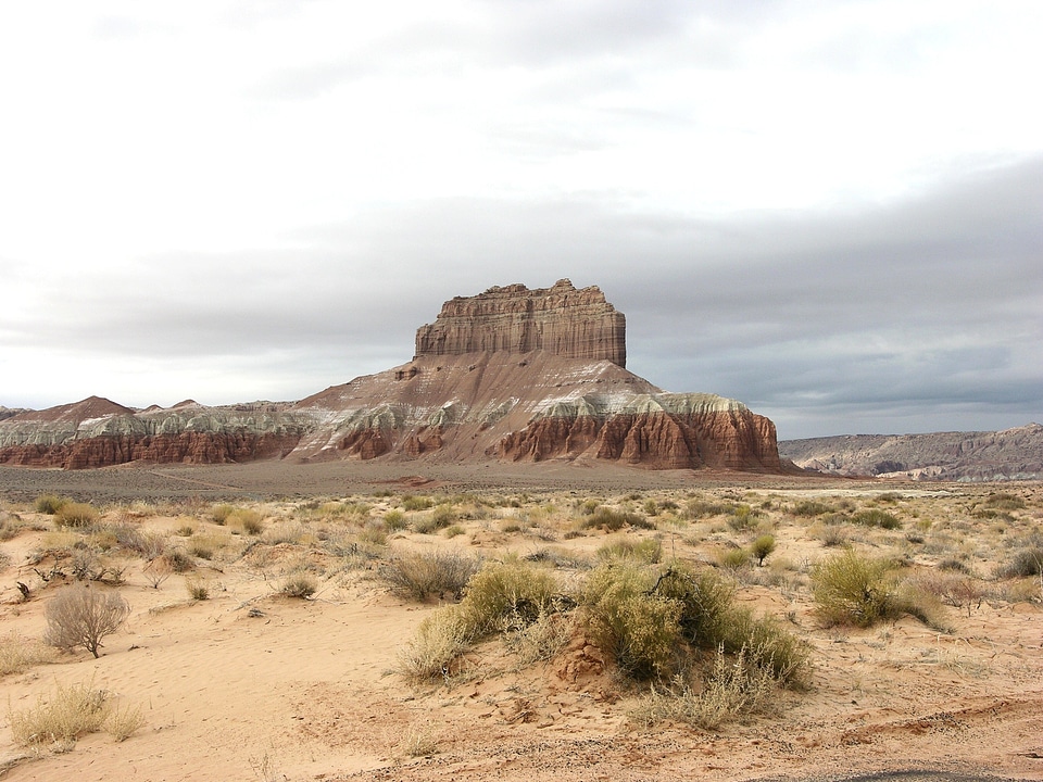 A red and white mesa