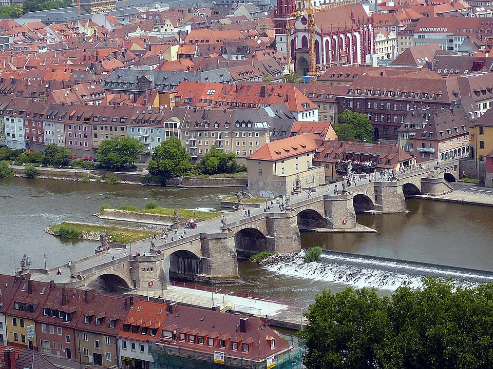 Aerial view of the historic city of Wurzburg