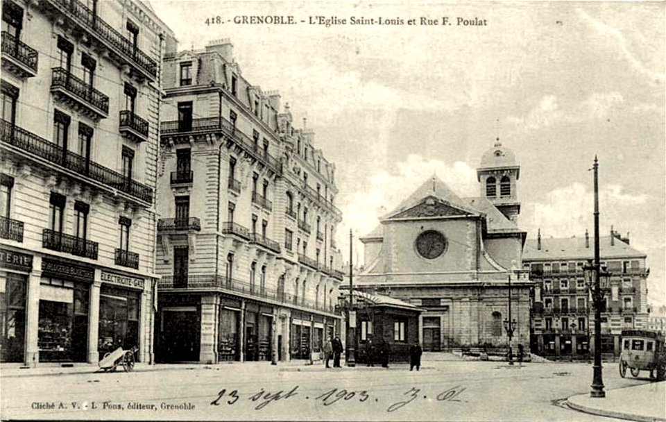 Grenoble.Église Saint-Louis.Rue Félix-Poulat