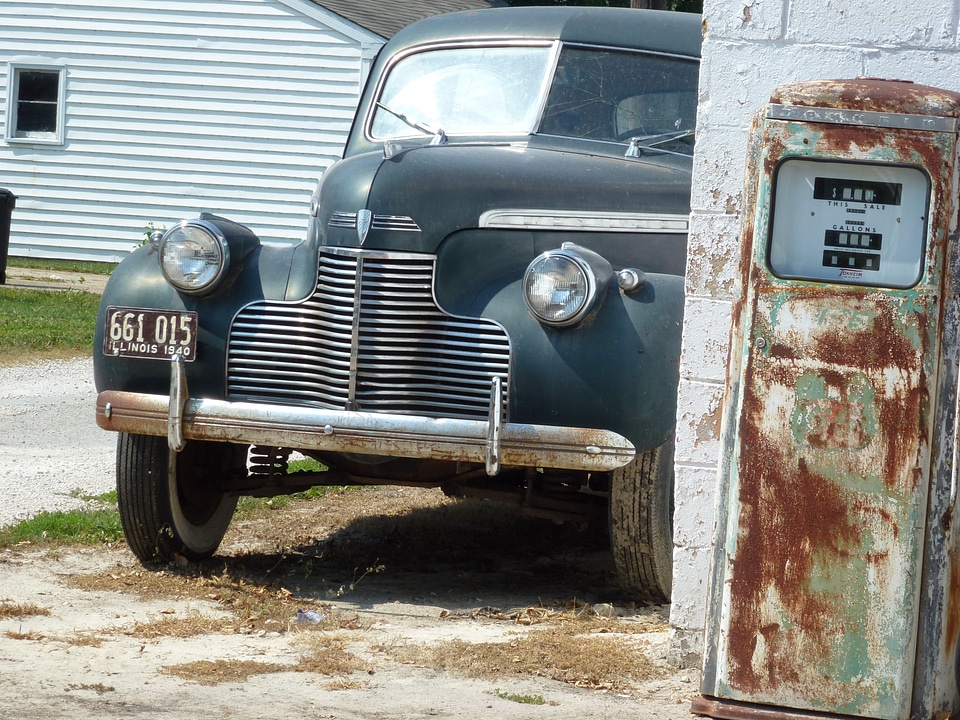 Rustic automobile gas pump