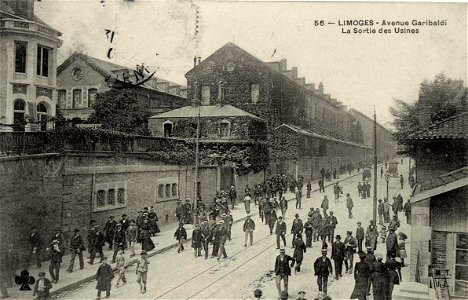 Limoges.Avenue Garibaldi.Sortie des usines
