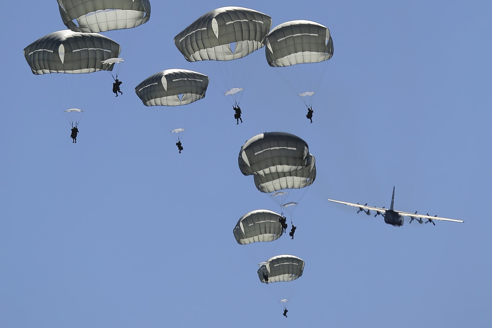 jumping out of a C-130 Hercules