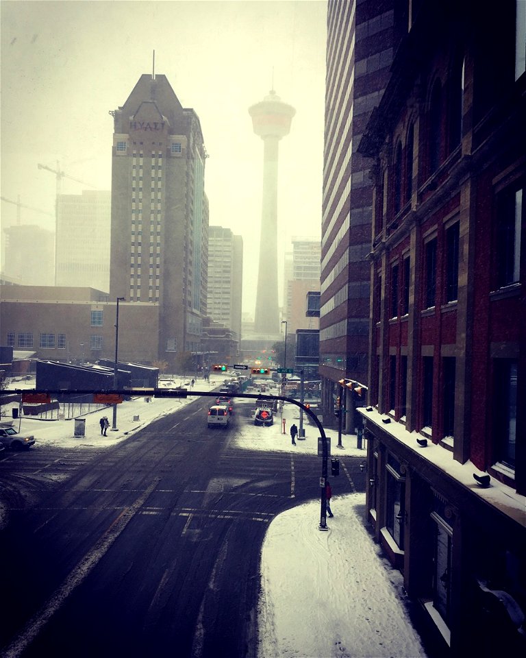 Centre Street on a snowy September Sunday