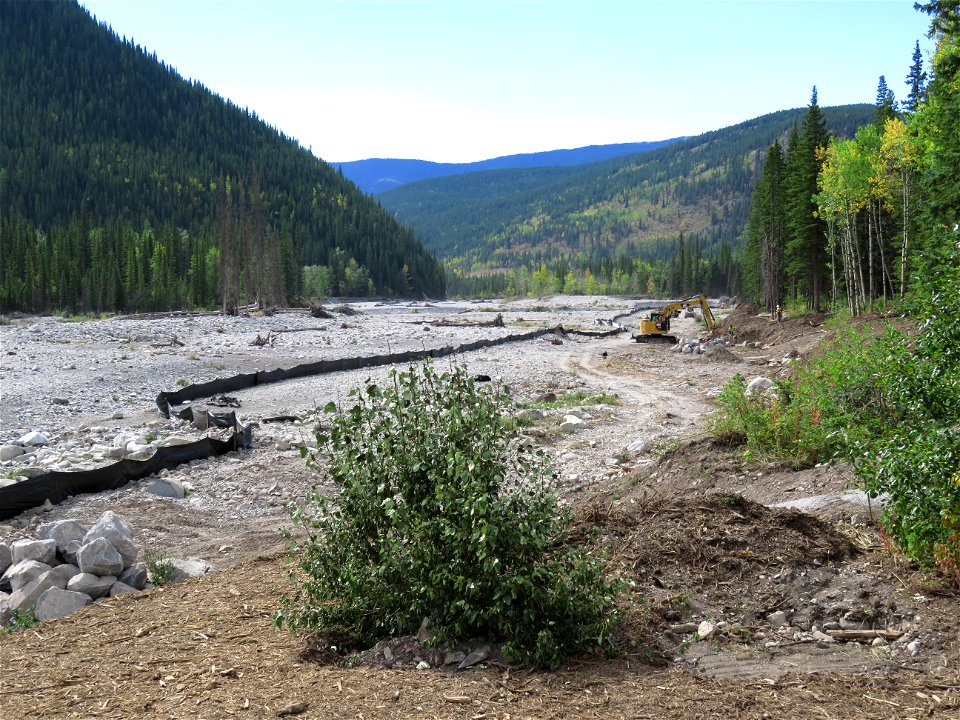 Rebuilding the flood damaged picnic area at Elbow Falls