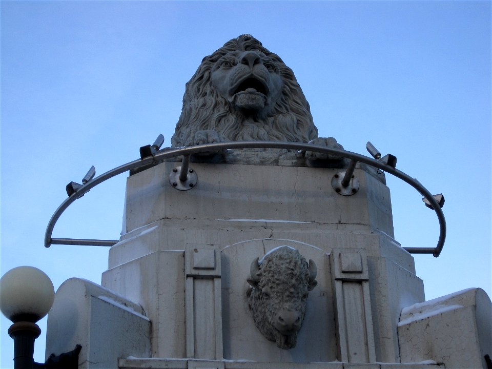 Bison and Lion Art on the Centre Street Bridge
