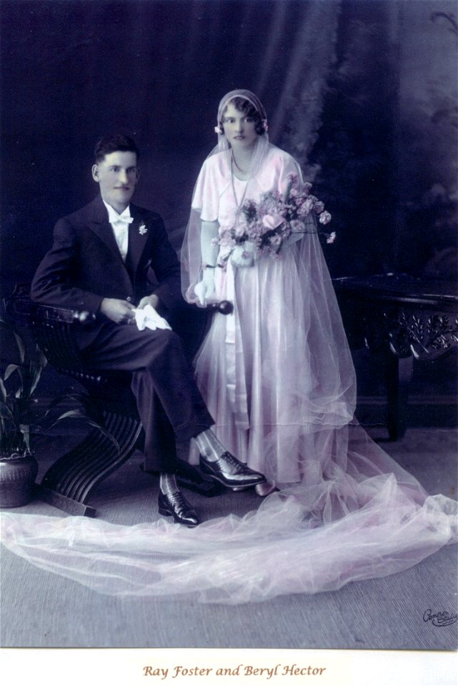 Ray Foster and Beryl Hector - wedding photo, 1930
