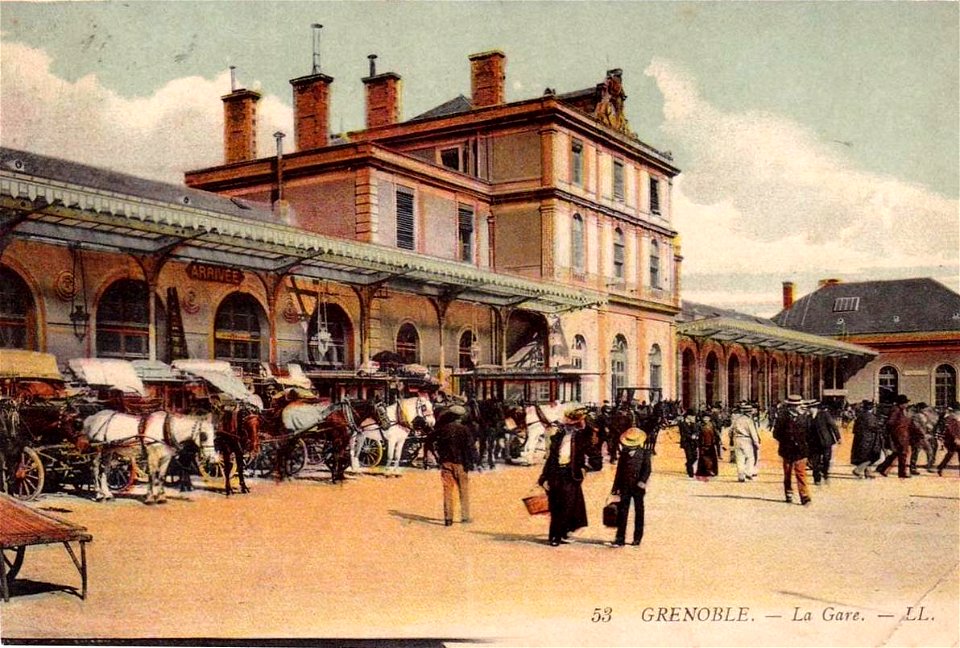 Grenoble.La gare, carte colorisée