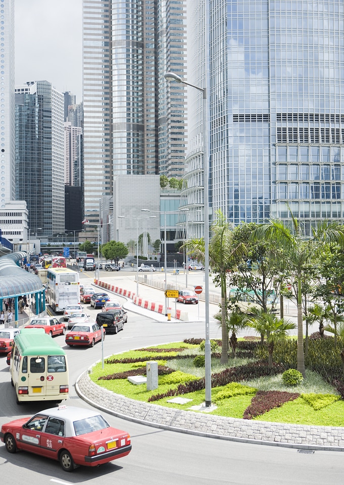 Taxis on the street in Hong Kong photo