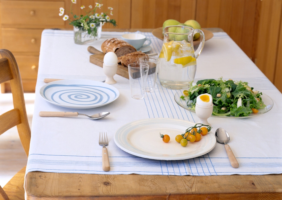Festive well-laid table with food and drink