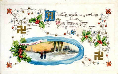 "A bright New Year" -  New Year postcard