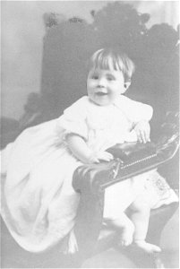 Studio portrait of a young child, seated photo