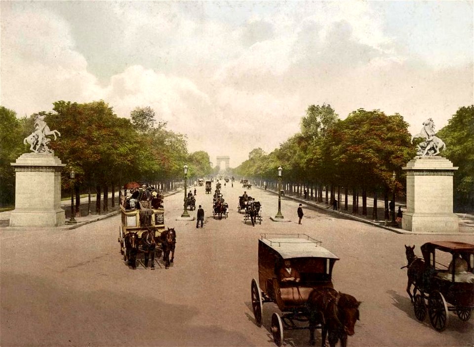 Paris.Avenue des Champs-Elysées.Fiacres.1890