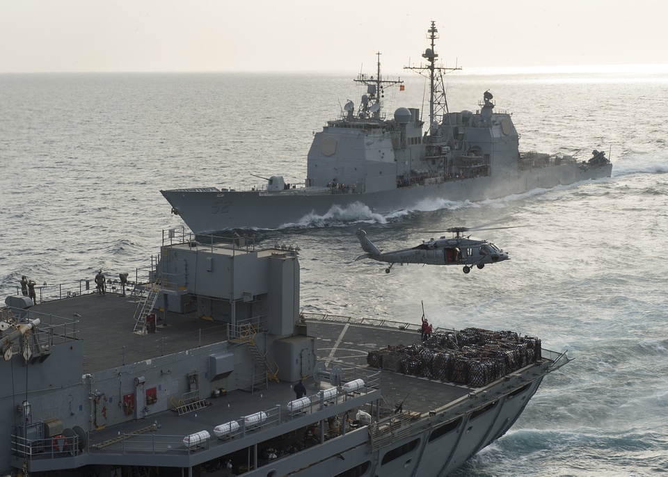 The guided-missile cruiser USS Bunker Hill