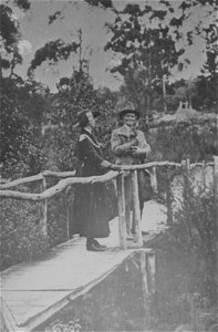 A lady and gentleman (Edgeworth David] on a bridge, [n.d.] photo