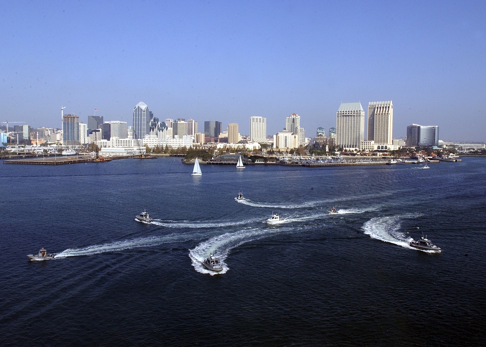 Boat Patrol, transit in formation through the San Diego Harbor