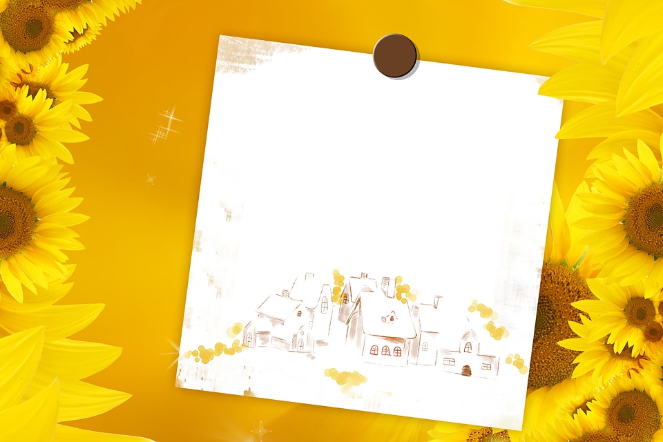 Pin and detail blank note on sunflowers