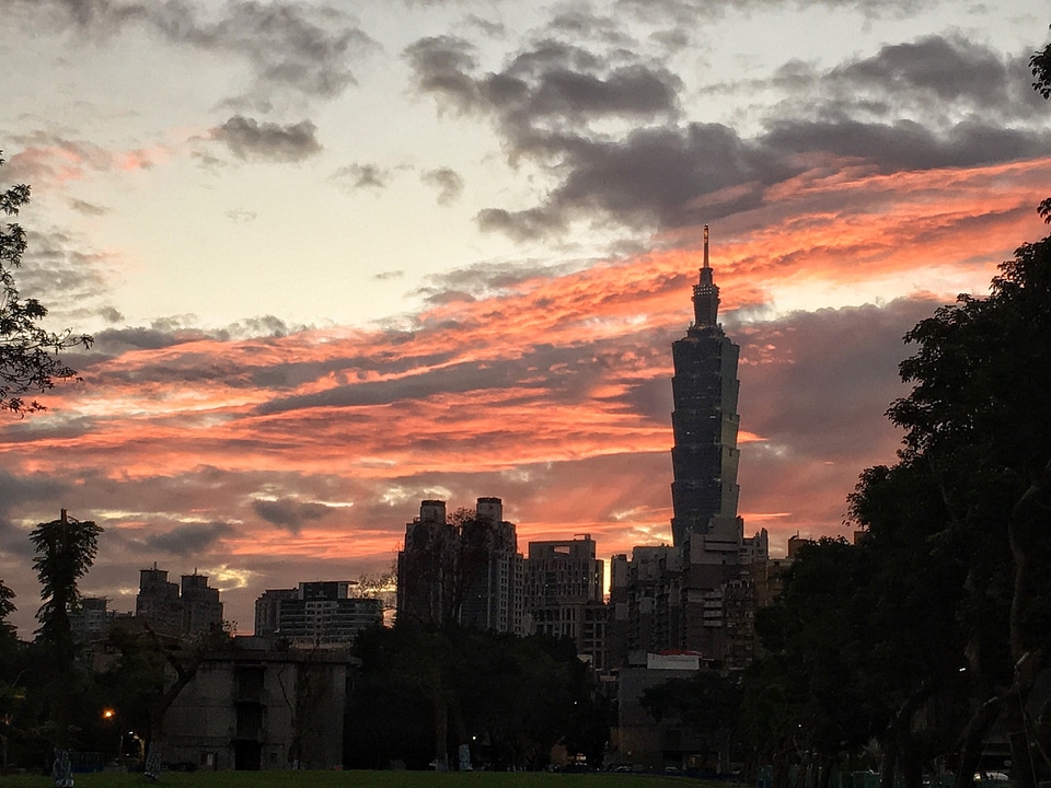 Taipei Taiwan city skyline at twilight
