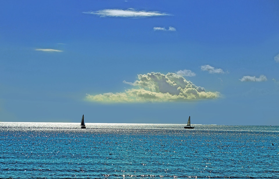 Beautiful sky and blue ocean photo