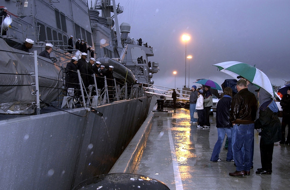 Sailors aboard USS Mitscher