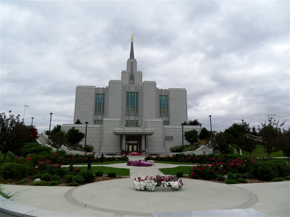 Courtyard and Flower Beds at the Church of Jesus Christ of Latter Day Saints in North Calgary
