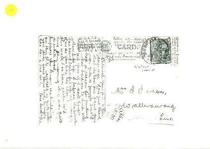 Verso of postcard showing band rotunda, c. 1908