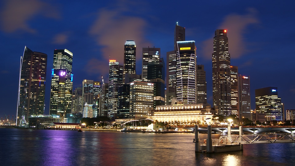 Singapore city skyline at night photo