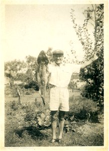 Aub Foster with his 13.25lb flathead, [n.d.]