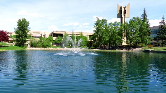 Fountain at Mount Royal University in Calgary Canada photo