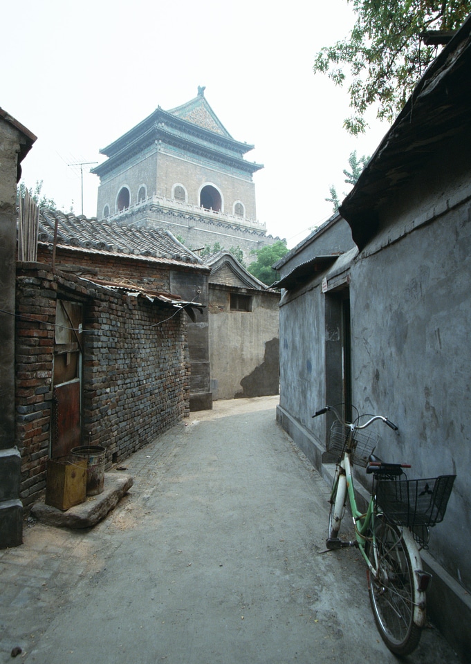 Busy back street filled with people near Chien Men