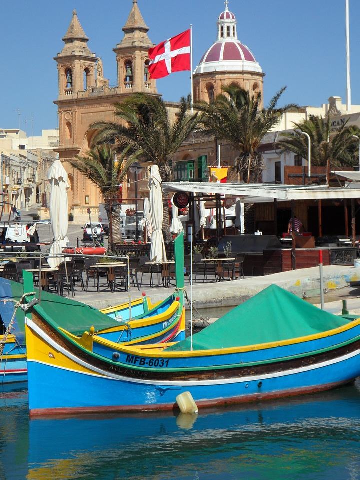 Marsaxlokk church boats