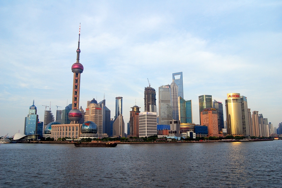 shanghai skyline with reflection,China photo