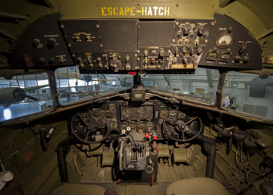 The cockpit of the C-47A Skytrain