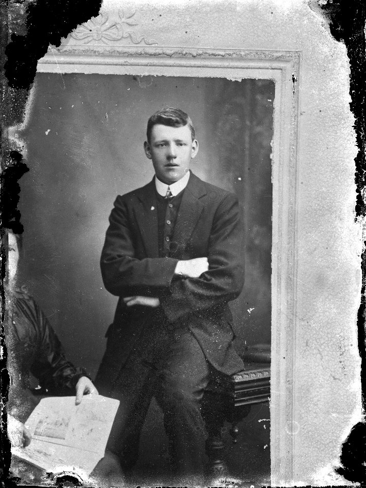 Gentleman and table, [n.d.]