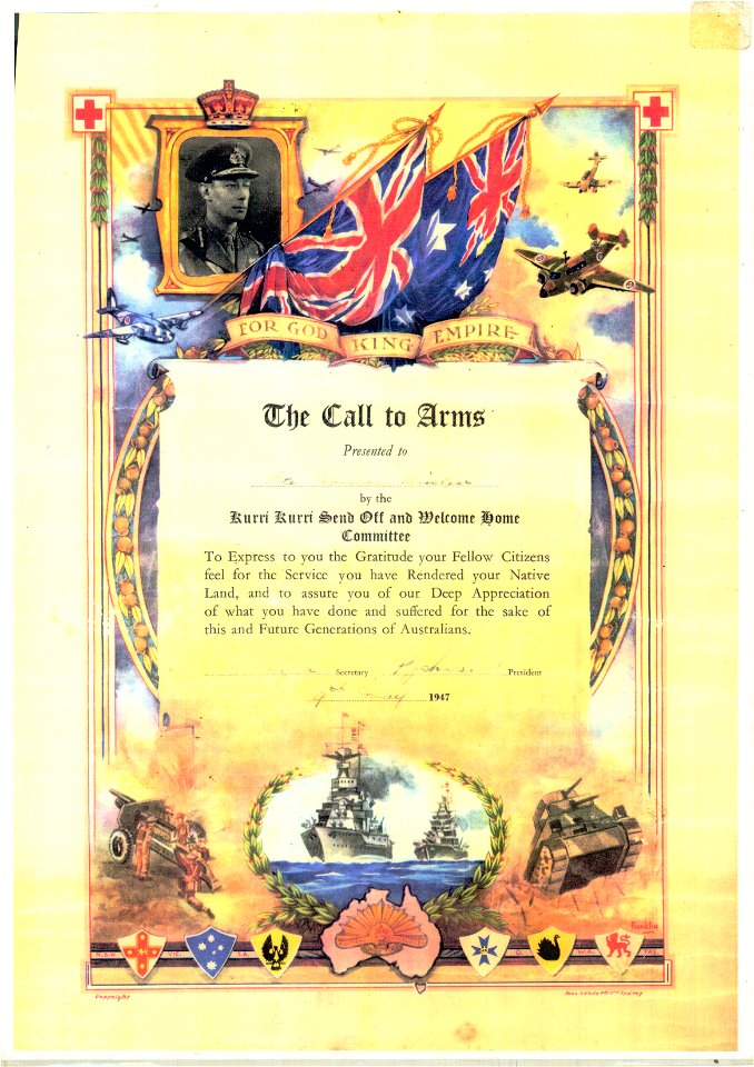 Call to Arms, Kurri Kurri, 1947