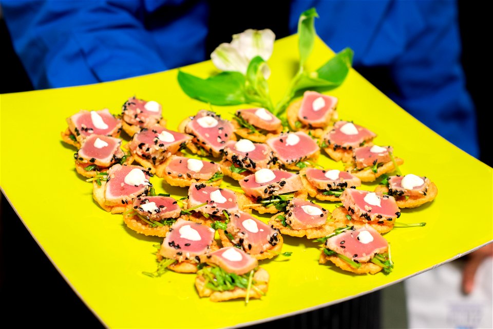 Seared Ahi Tuna Wonton Crisp with Wasabit Aiol