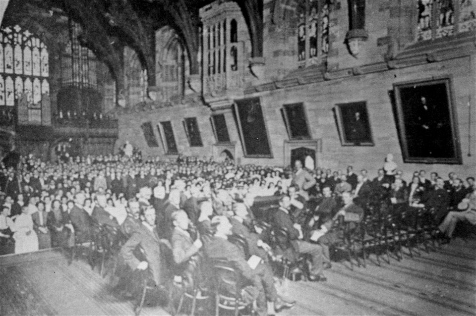 Very large group of people in a large building, possibly the Great Hall of Sydney University, [n.d.]