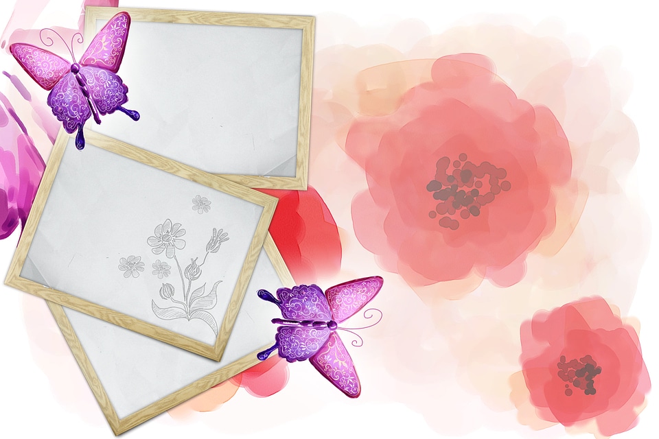 Vintage pink background with frames