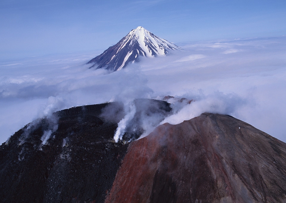 zoom of the top of mount fuji from japan