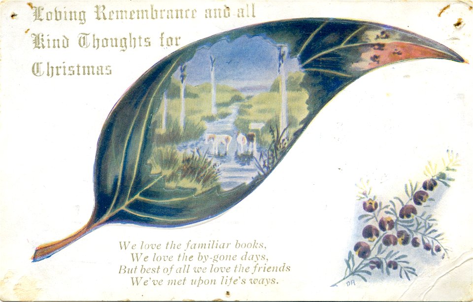 "Loving remembrance and all kind thoughts for Christmas" - Christmas card