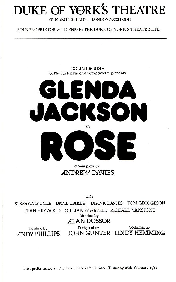 Rose at the Duke of York's Theatre, 1980