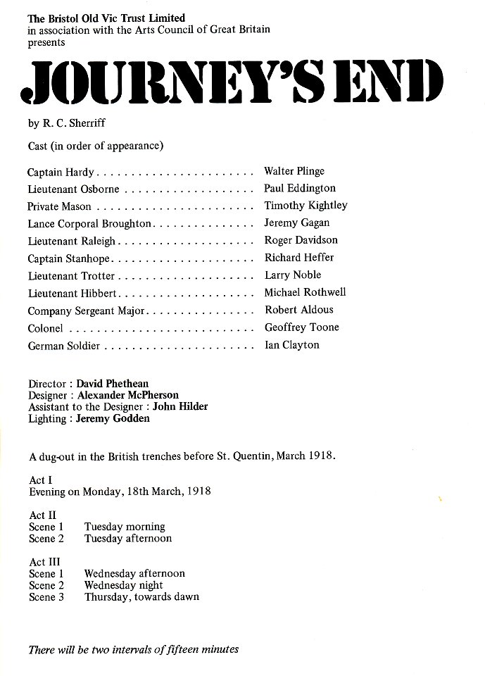 Bristol Old Vic, May/June 1973