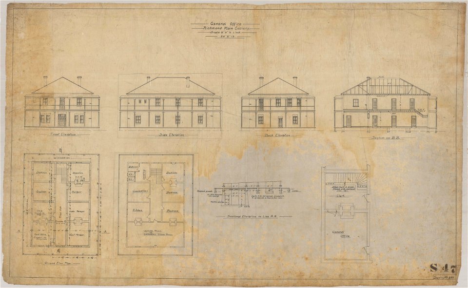 General office - Richmond Main Colliery, Kurri Kurri, NSW, 24 February 1913