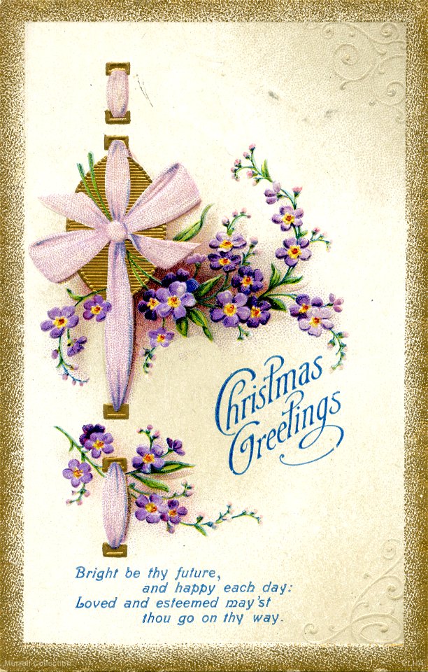 "Christmas Greetings" - Christmas postcard, 1913