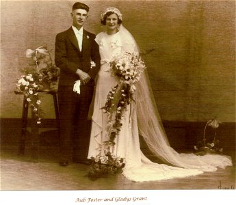 Aub Foster and Gladys Grant - wedding photo., 1933